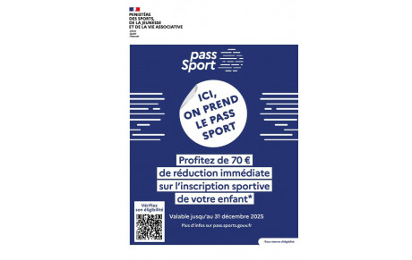 Profitez d'une réduction pour votre enfant de 14 à 17ans avec le Pass Sport